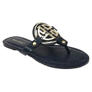 Pierre Dumas Women's Size 10 Medallion Navy Blue Thong Flip Flop Flat Sandals